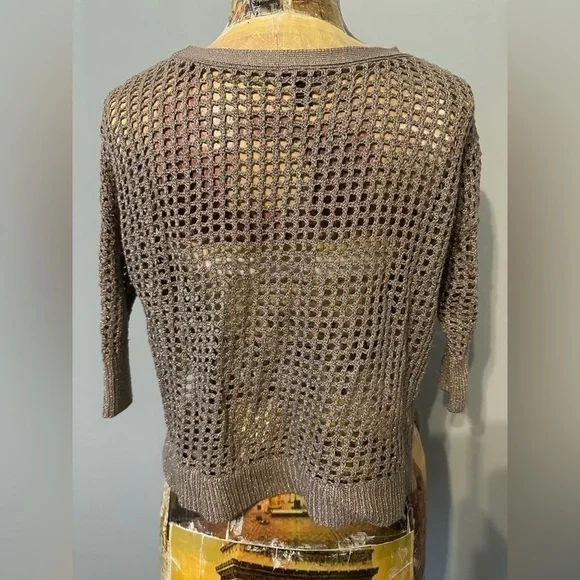 Express open knit metallic cropped sweater XS - Picture 3 of 6